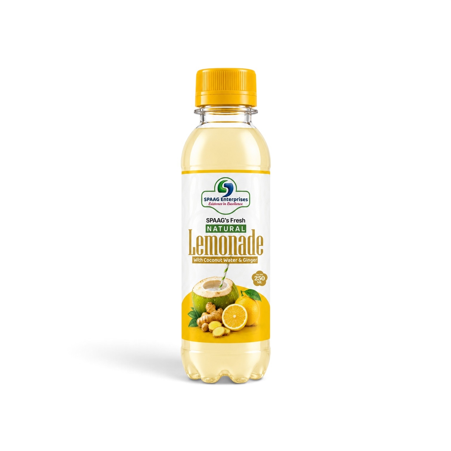 SPAAG's Fresh Natural Lemonade with Coconut Water and Ginger 250 ml bottle